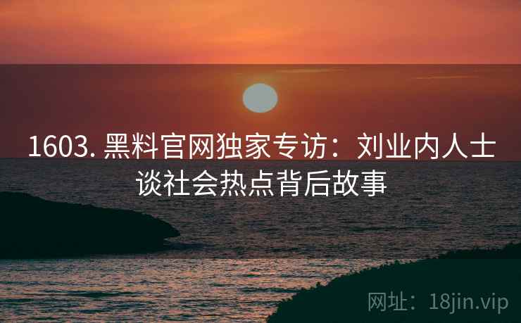 1603. 黑料官网独家专访：刘业内人士谈社会热点背后故事